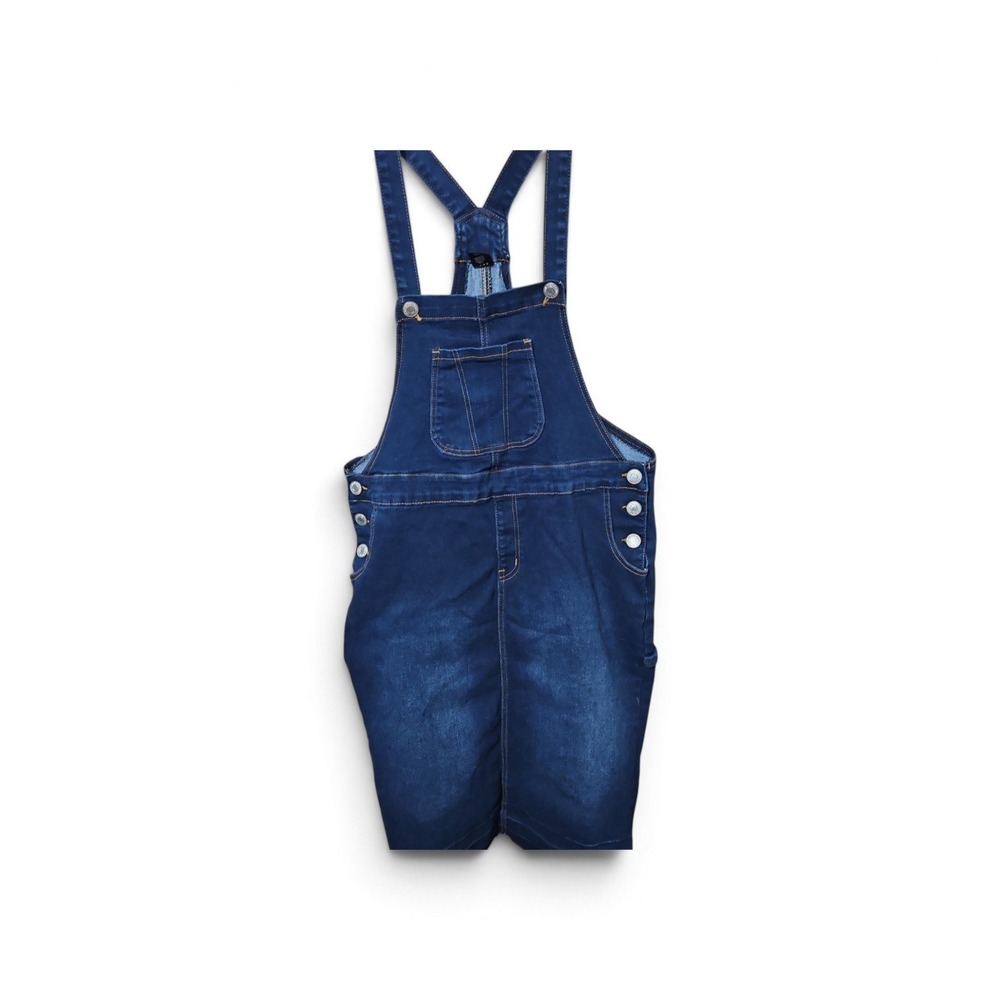Be Girl Dark Wash Denim Overall Carpenter Dress with Utility Pockets L 0587